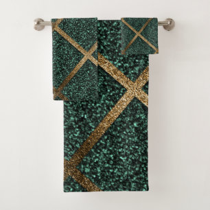 GOLDEN EMERALD GEMSTONES BATH TOWEL SET
