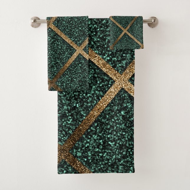 GOLDEN EMERALD GEMSTONES BATH TOWEL SET (Insitu)