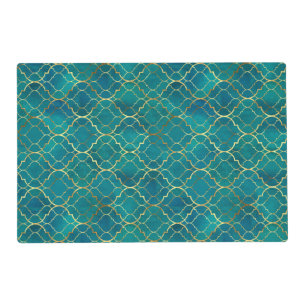 Golden Emerald Geometry Placemat