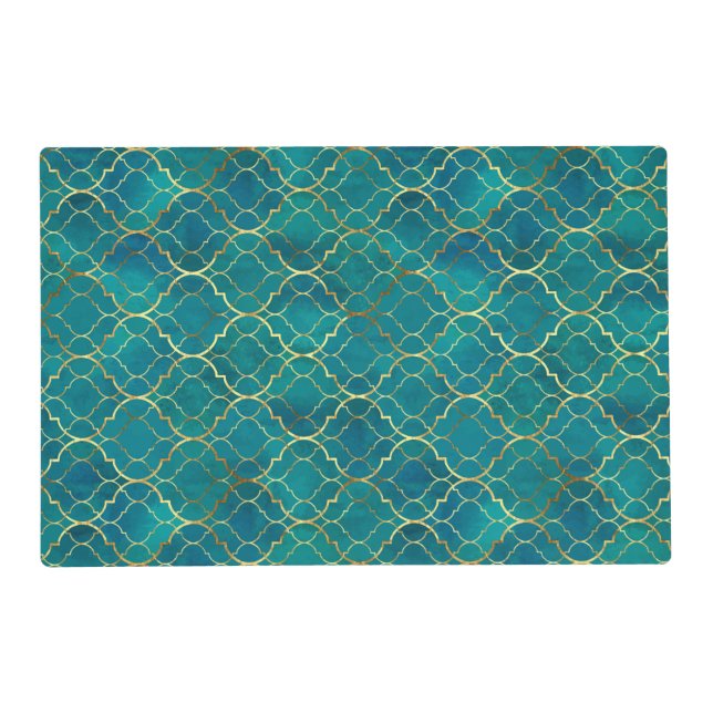 Golden Emerald Geometry Placemat (Front)