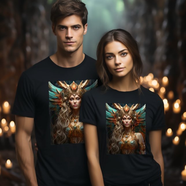 Golden Empowerment: Norse Viking Goddess Freyja T-Shirt (Mystical Golden Horned Viking
Norse Goddess Freyja Freya
Tee)