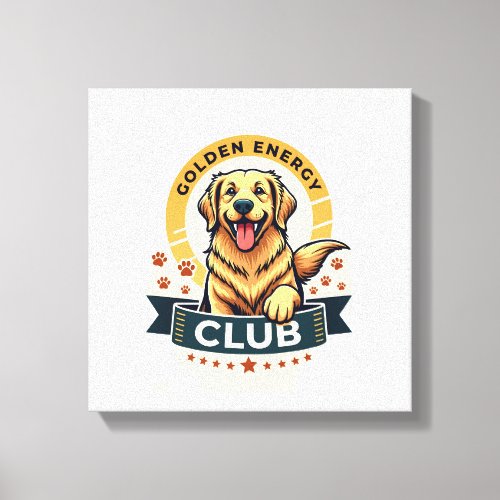 Golden Energy Club Golden Retriever Vintage Dog Lo Canvas Print