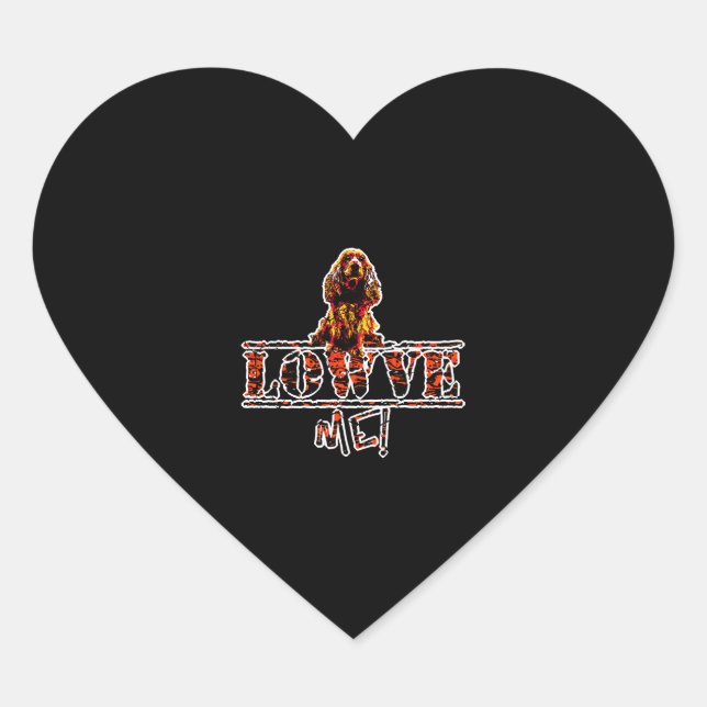 Golden English Cocker Spaniel Cute Dog Valentine's Heart Sticker (Front)