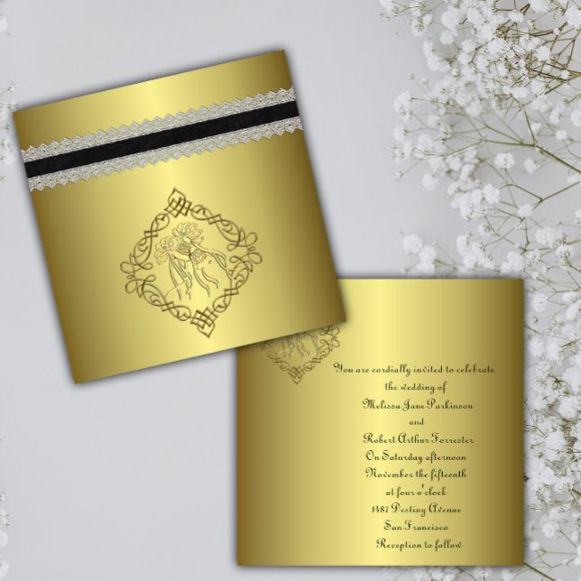Golden Engraved Look Wedding Invitation (Creator Uploaded)