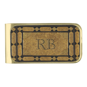 Golden "Engraved" Look with your Initial(s) Gold Finish Money Clip