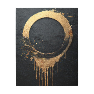 Golden Enso Circle Minimalist Metal Art Print