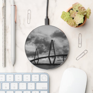 Golden Evening At Arthur Ravenel Grayscale Wireless Charger