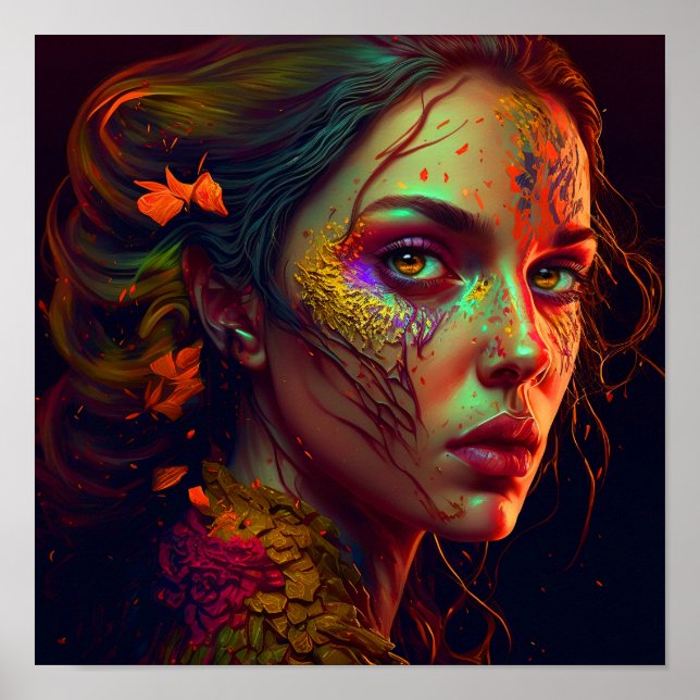 Golden Eye - Beautiful Female Wall Art Print (Front)