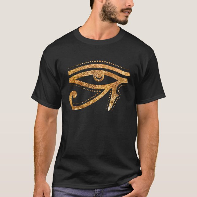 Golden Eye Of Ra Egyptian Hieroglyph Pharao Esoter T-Shirt (Front)