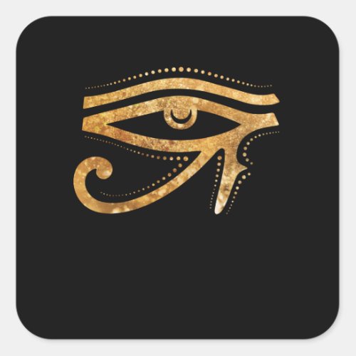 Golden Eye Of RA Egyptian Hieroglyph Square Sticker