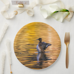 Golden eye on a golden lake paper plates