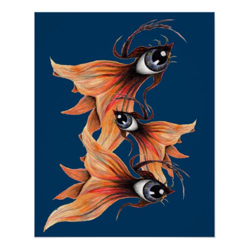 Golden Eye Surreal Goldfish Fantasy Art Any Color Poster