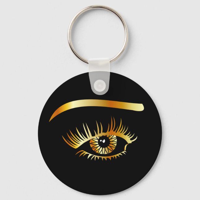 Golden eye with eyebrow and details inside keychain (Front)