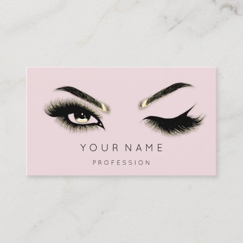 Golden Eyelash Brows Microblading QRCODE Logo Pink Business Card