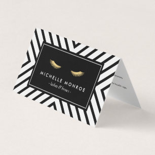 Golden Eyelashes Mod Pattern Salon Aftercare Business Card