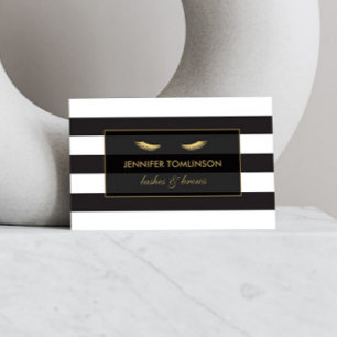 Golden Eyelashes with Black and White Stripes Business Card