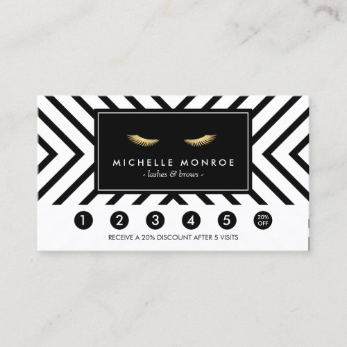 Golden Eyelashes with Pattern Loyalty Card