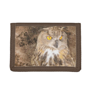 Golden Eyes Eurasian Eagle Owl Tri-fold Wallet