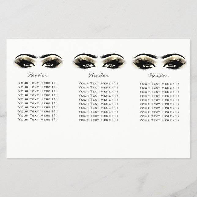 Golden Eyes Makeup White Lashes DL 3 Leaflet Flyer (Back)