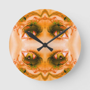 Golden Eyes Round Clock