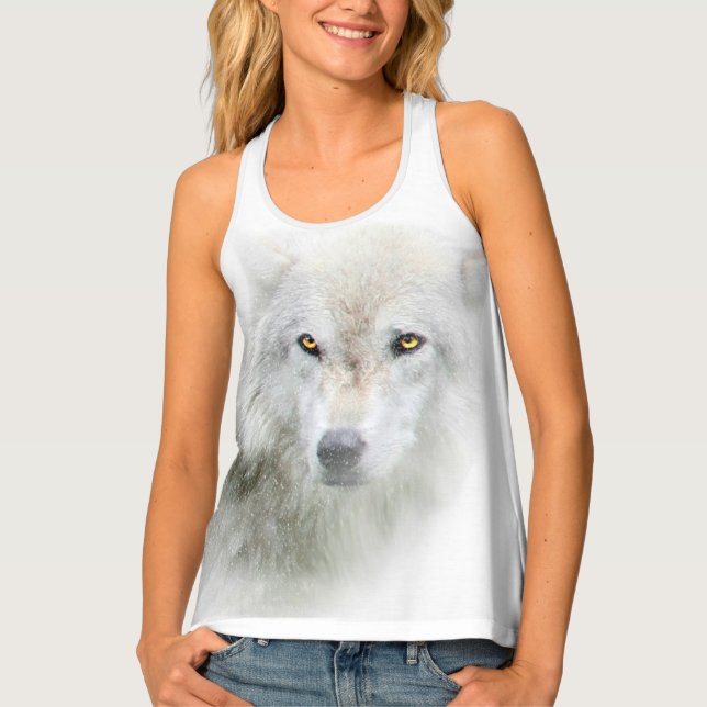 Golden Eyes Women's Racerback Wolf Tank Top (Front)
