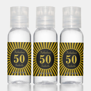 Golden Fabulous 50 Birthday on Black Hand Sanitizer