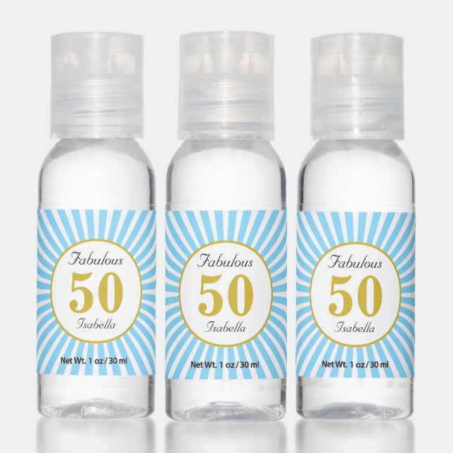 Golden Fabulous 50 Birthday Thank You Favor Hand Sanitizer (Set)