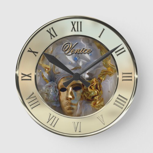 Golden Face Round Clock