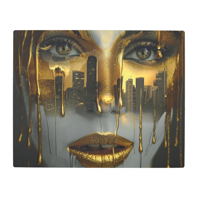 Golden Face Surrealist City Urban Digital Art (Front)