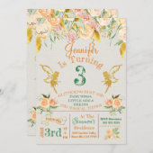 Golden Fairy Floral Birthday Invitation (Front/Back)
