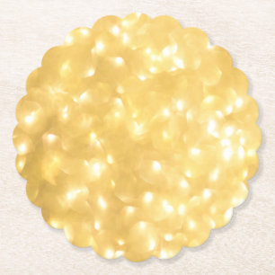 Golden Fairy Lights Paper Coaster
