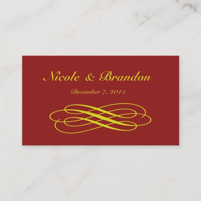 Golden Fairy Tale Wedding Website Card (red) (Front)