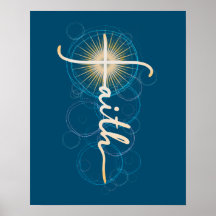 Golden Faith Cross Poster