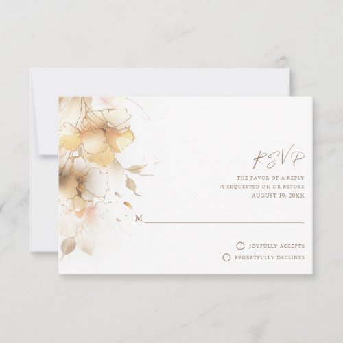 Golden Fall Floral Wedding RSVP Card