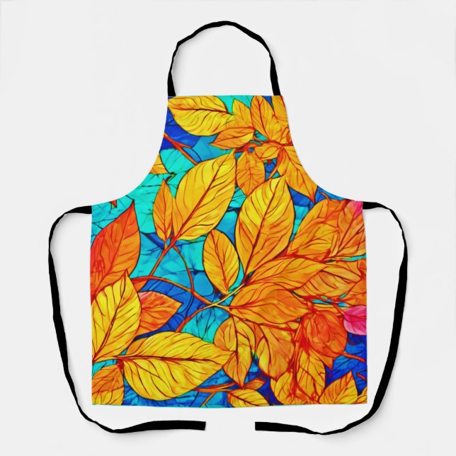Golden Fall Foliage: Bright Leaves Painting Apron (Front)