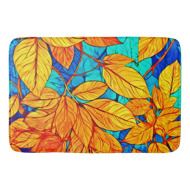 Golden Fall Foliage: Bright Leaves Painting Bath Mat (Front)