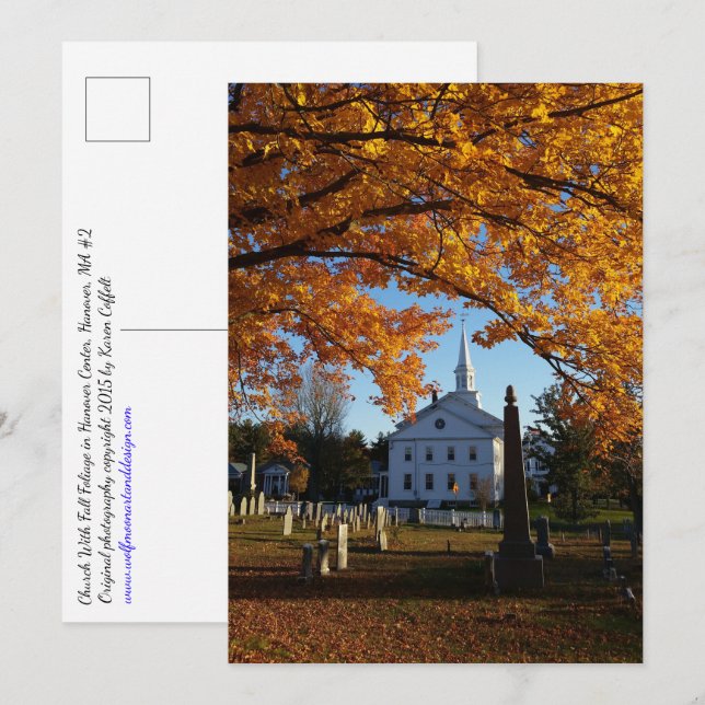 Golden Fall Foliage / Church & Cemetery 2 Postcard (Front/Back)