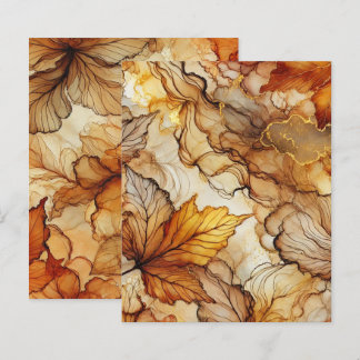 Golden Fall Leaves Alcohol Ink Scrapbook Paper