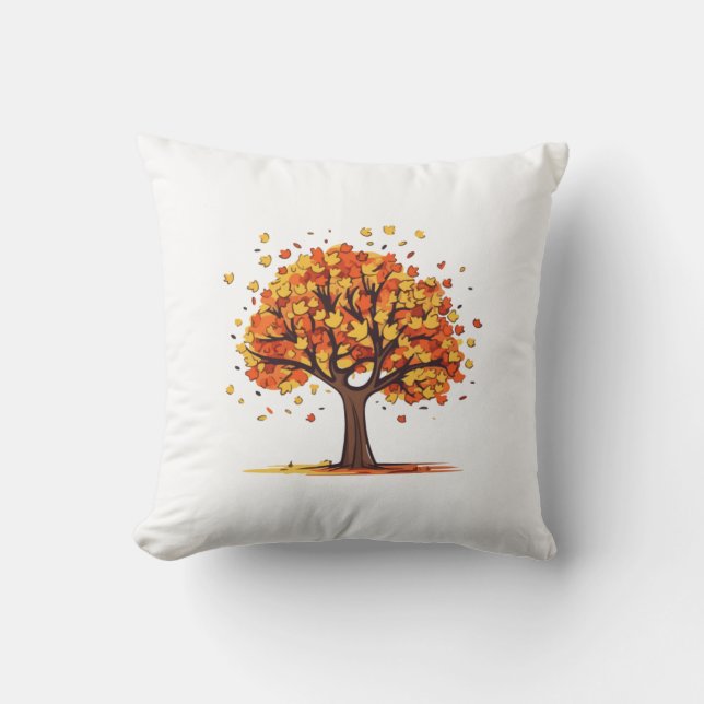Golden Fall Tree Throw Pillow (Front)