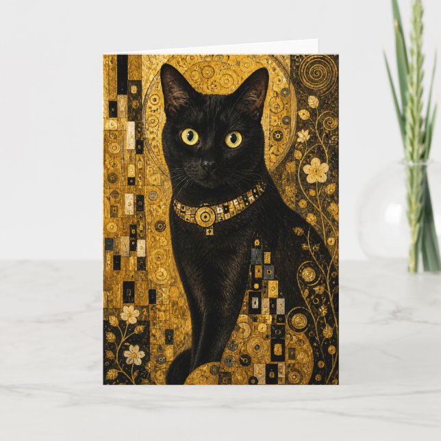 Golden Familiar (Beautiful Black Cat) Card (Front)