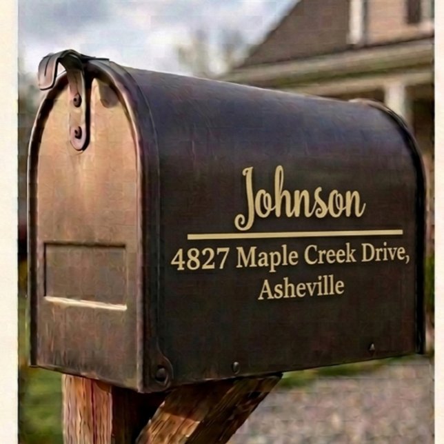 Golden Family Name & Address Mailbox Personalized Sticker (Creator Uploaded)