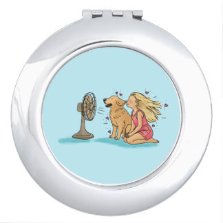 Golden Fan Girl Compact Mirror