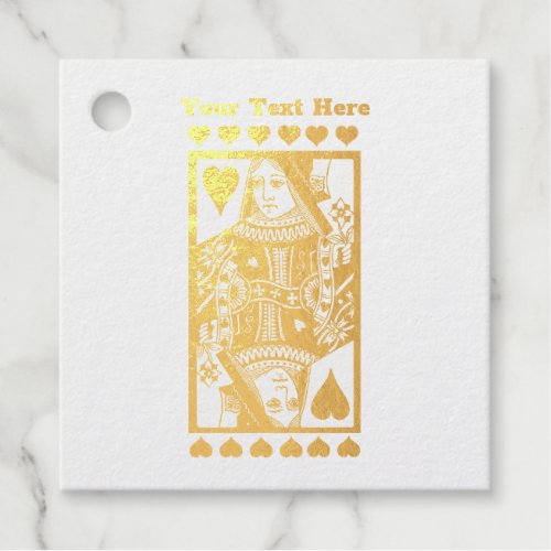 Golden Fancy Heart Queen Playing Card Hearts Foil Favor Tags