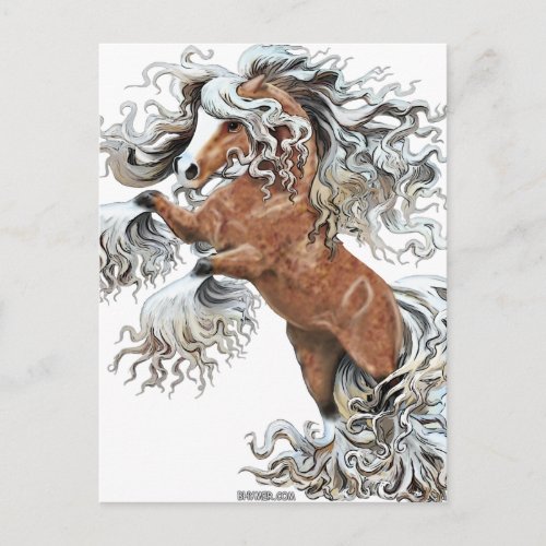 golden fantasy horse postcard