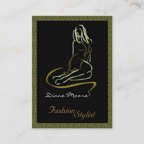 Golden Fashion Stylist Business Card Template