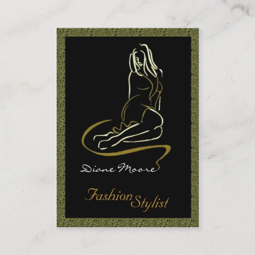 Customizable Golden Fashion Stylist Business Card Template