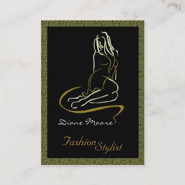 Golden Fashion Stylist Business Card (Front)
