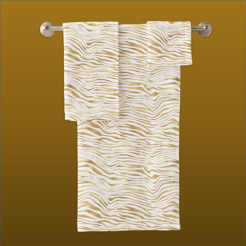 Golden Faux Animal Print Bath Towel Set