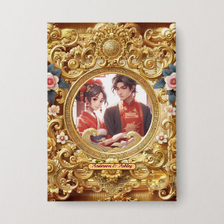 Golden Faux Chinese Carving Frame Button