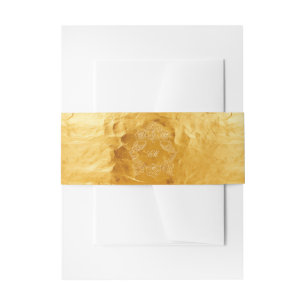 Golden Faux Foil Crest Monogram Wedding  Invitation Belly Band